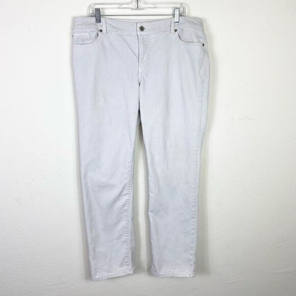 Chico’s Platinum Denim Light Grey Slim Leg Jeans Size 16 - Picture 1 of 7
